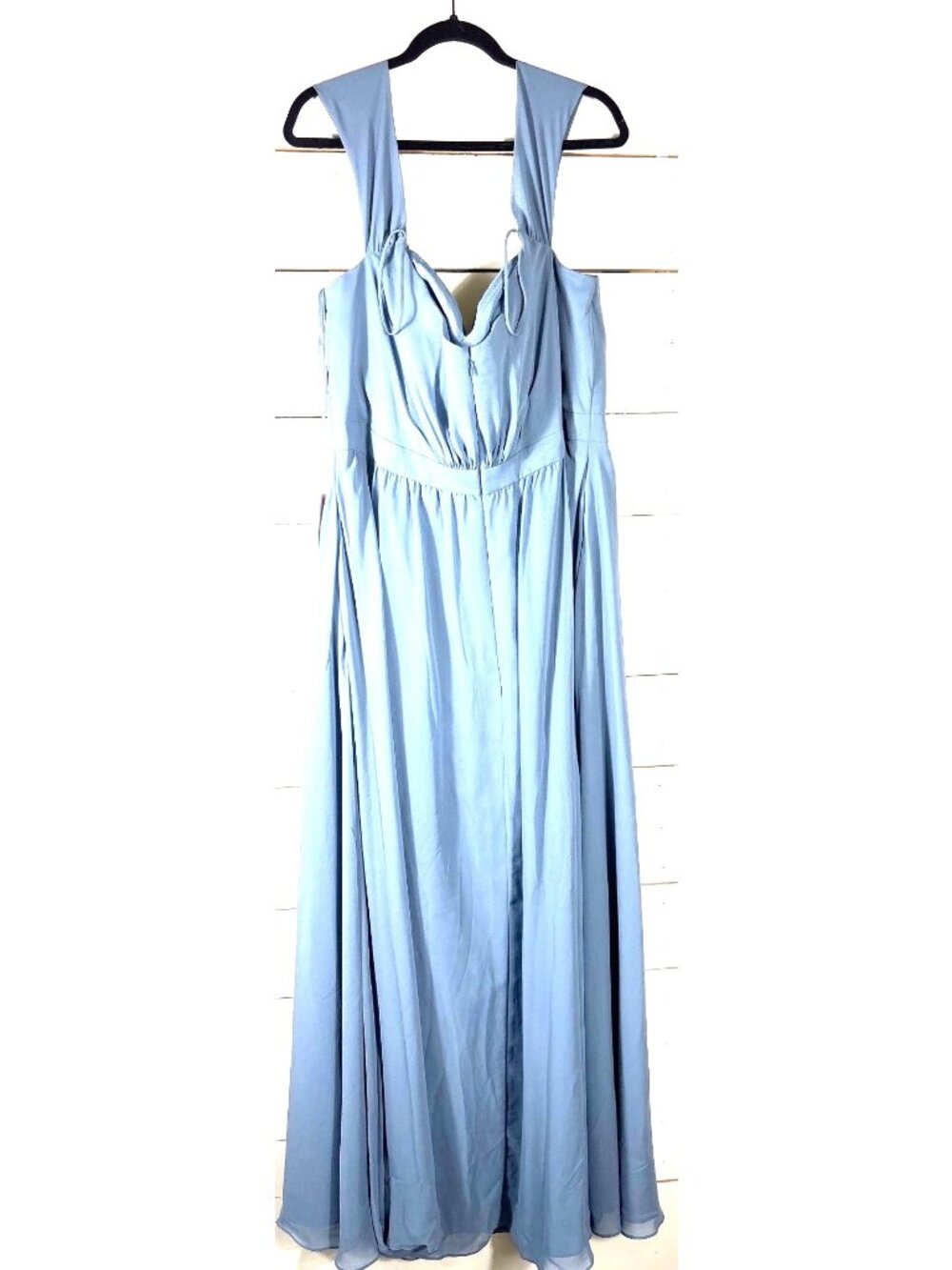 Kennedy Blue Light Blue Chiffon Long Dress With Pleated Bodice Wide Straps Sz 20